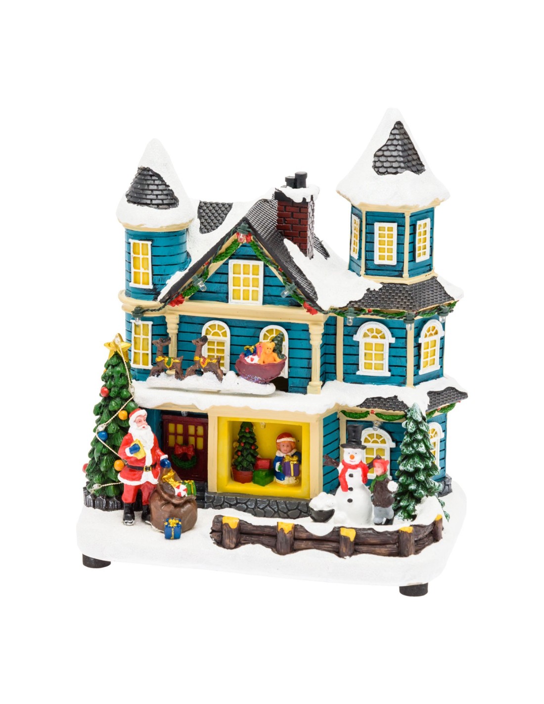 GIOSTRINE E VILLAGGI: vendita online Villaggio di Natale Casa con Scena Natalizia 20x23cm, Musica Natalizia in offerta