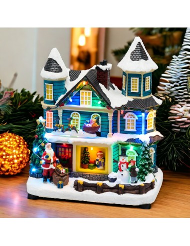 GIOSTRINE E VILLAGGI: vendita online Villaggio di Natale Casa con Scena Natalizia 20x23cm, Musica Natalizia in offerta