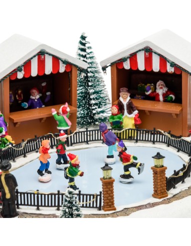 GIOSTRINE E VILLAGGI: vendita online Villaggio di Natale Lago Ghiacciato 35x15cm, Pattinatori in Movimento, Trasformatore, La...