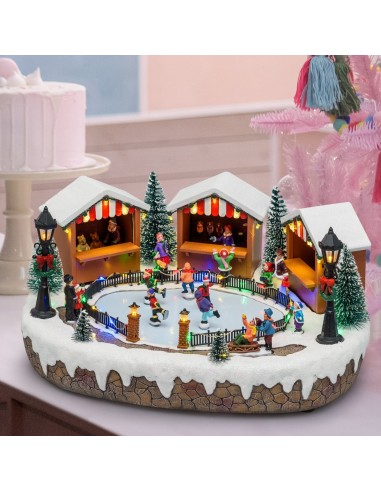 GIOSTRINE E VILLAGGI: vendita online Villaggio di Natale Lago Ghiacciato 35x15cm, Pattinatori in Movimento, Trasformatore, La...