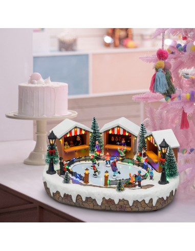 GIOSTRINE E VILLAGGI: vendita online Villaggio di Natale Lago Ghiacciato 35x15cm, Pattinatori in Movimento, Trasformatore, La...