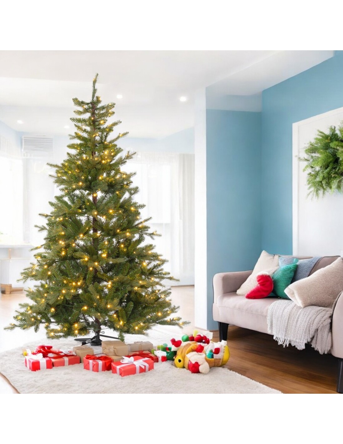 ALBERI DI NATALE: vendita online Abete Alpino di Natale Prelit H210cm, PVC+PE Verde, 500 LED Bianco Caldo, 1778 Punte, Giochi...