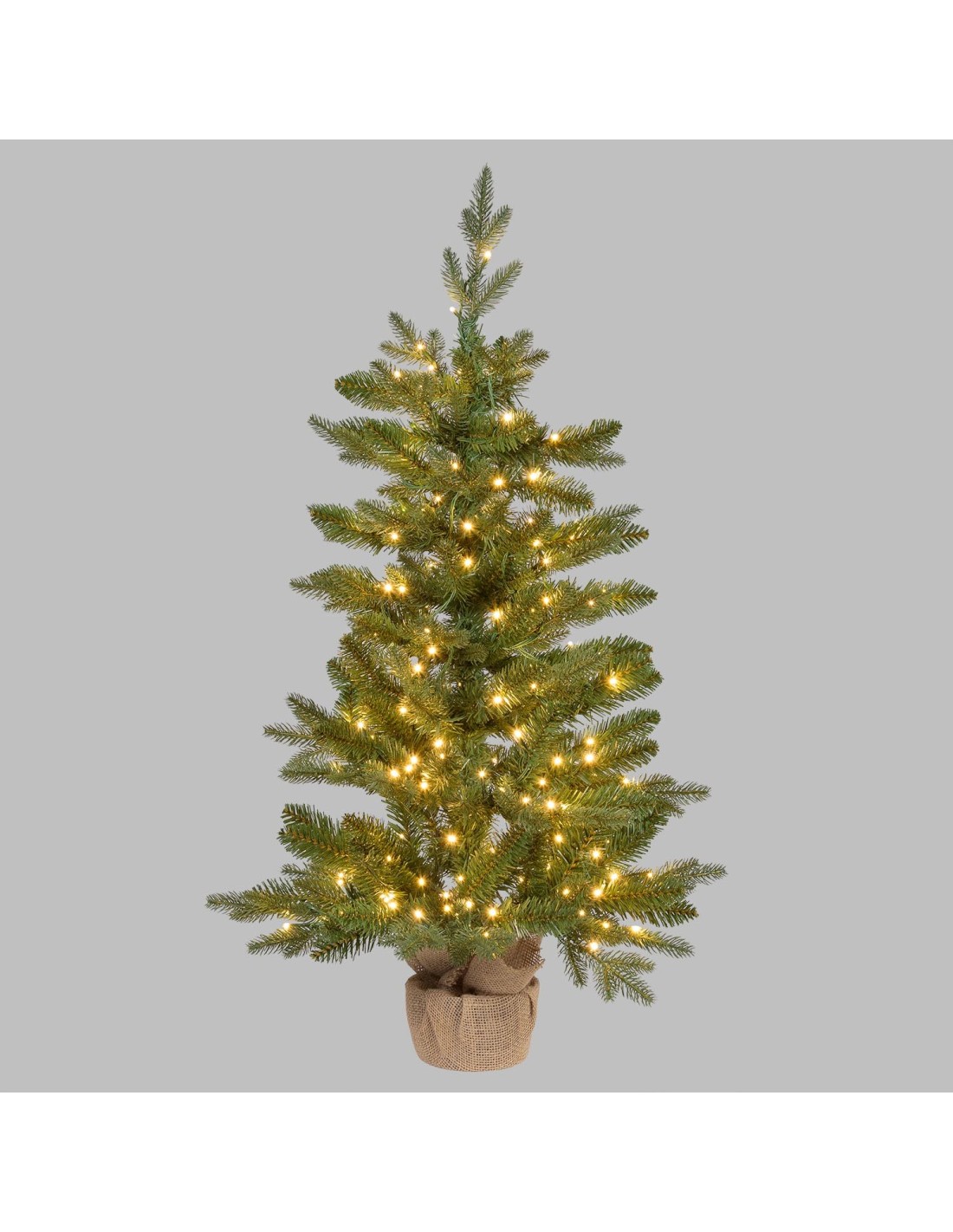 ALBERI DI NATALE: vendita online Abete Alpino di Natale Prelit H90cm, PVC+PE Verde, Base in Iuta, 180 LED Bianco Caldo, 301 P...