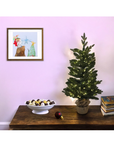 ALBERI DI NATALE: vendita online Abete Alpino di Natale Prelit H90cm, PVC+PE Verde, Base in Iuta, 180 LED Bianco Caldo, 301 P...