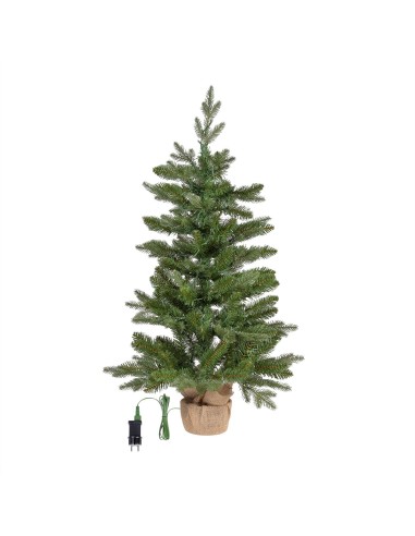 ALBERI DI NATALE: vendita online Abete Alpino di Natale Prelit H90cm, PVC+PE Verde, Base in Iuta, 180 LED Bianco Caldo, 301 P...