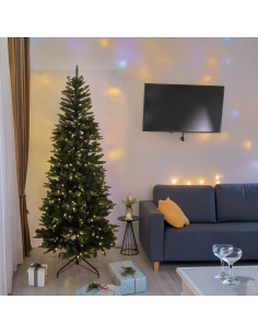 ALBERI DI NATALE: vendita online Abete Slim di Natale Prelit H210cm, PVC+PE Verde, 400 LED Bianco Caldo, 1025 Punte, Giochi d...