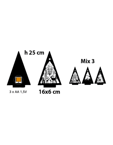 LUCI DI NATALE: vendita online Albero di Natale Papercut Silhouette H25cm, Mix3 Modelli, LED Bianco Caldo, Timer 6h, Effetto ...