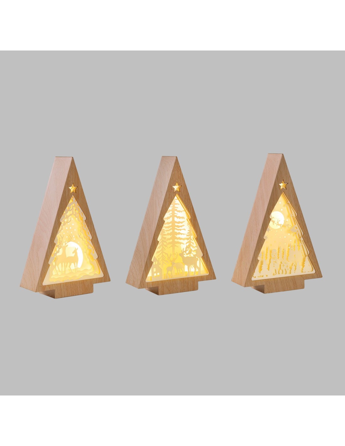 LUCI DI NATALE: vendita online Albero di Natale Papercut Silhouette H25cm, Mix3 Modelli, LED Bianco Caldo, Timer 6h, Effetto ...