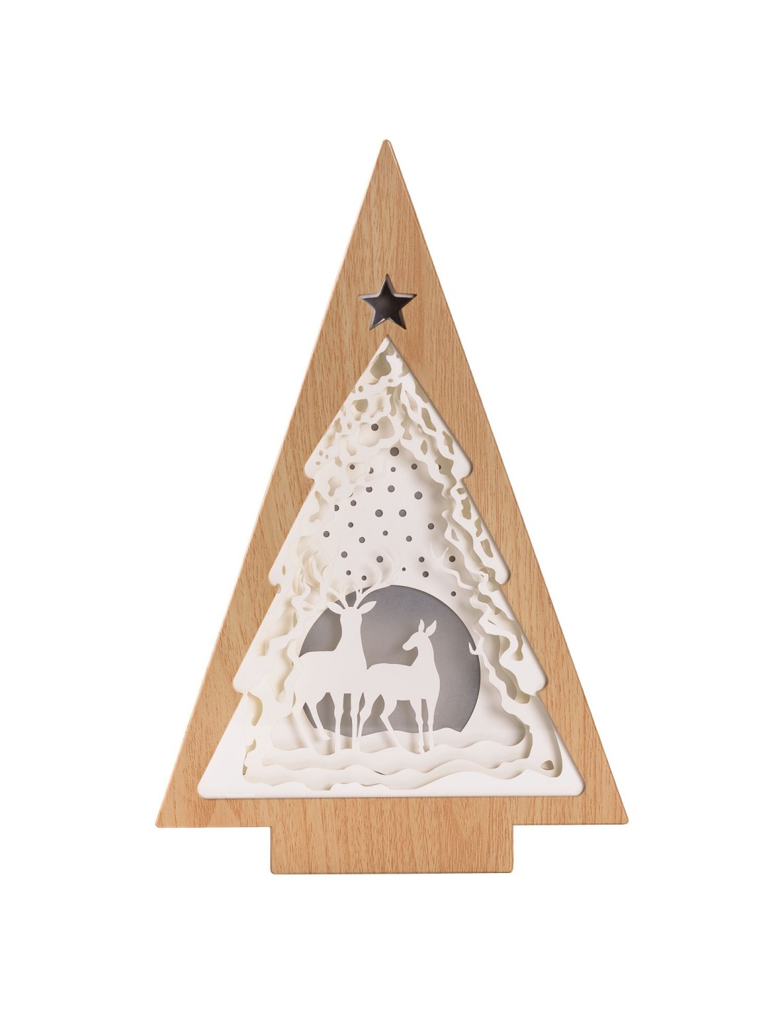 LUCI DI NATALE: vendita online Albero di Natale Papercut Silhouette H25cm, Mix3 Modelli, LED Bianco Caldo, Timer 6h, Effetto ...