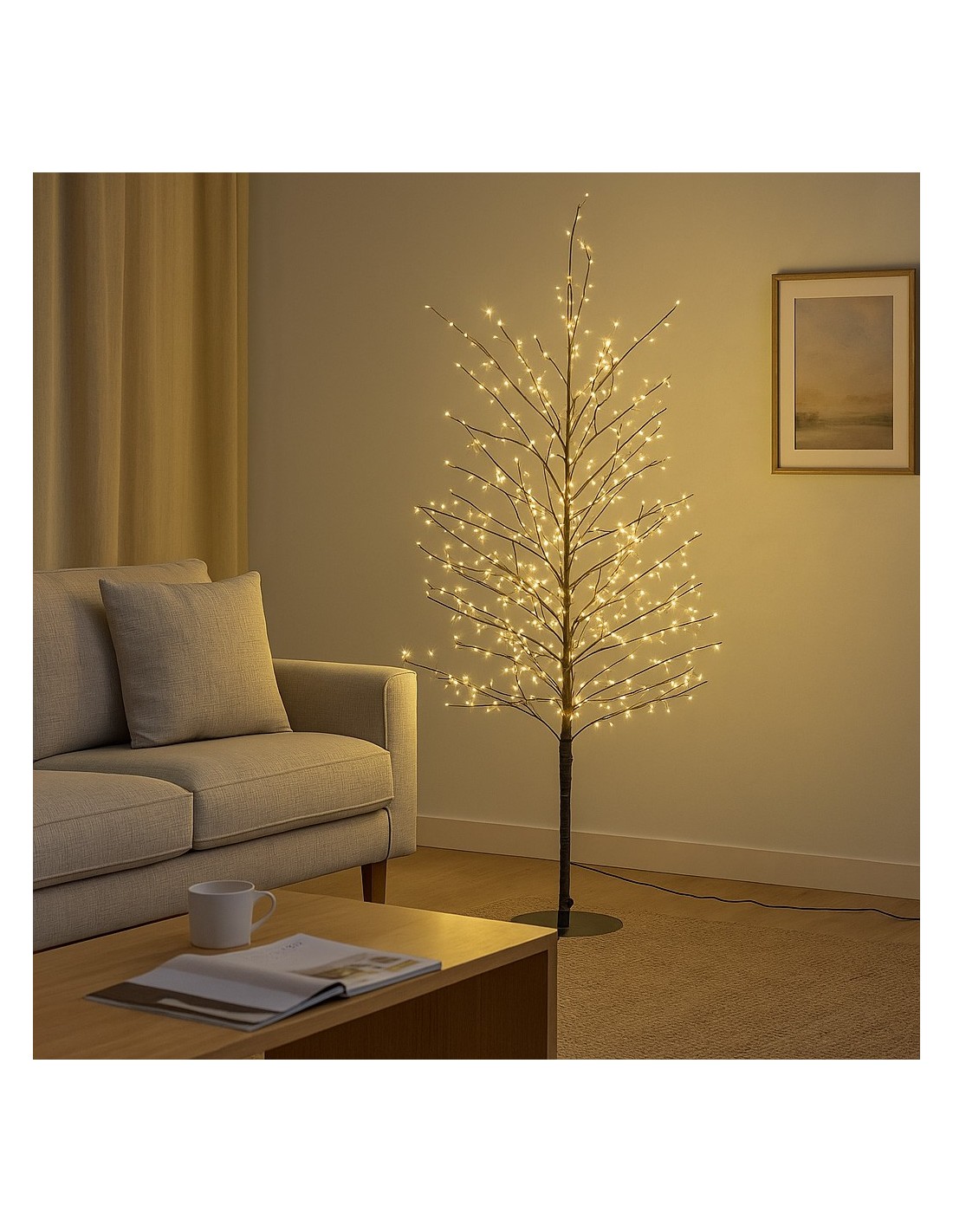 ALBERI DI NATALE: vendita online Albero Ramo di Natale Tiglio Marrone H170cm, 784 MicroLED Bianco Caldo, FlashLED Diamond, Ra...