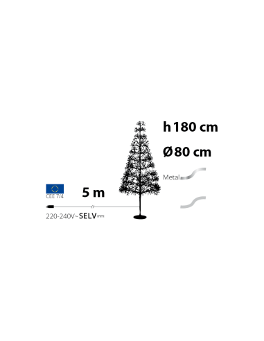 ALBERI DI NATALE: vendita online Albero Conico di Natale RICH Champagne H180cm, 2100 MicroLED Bianco Caldo e Bianco, FlashLED...