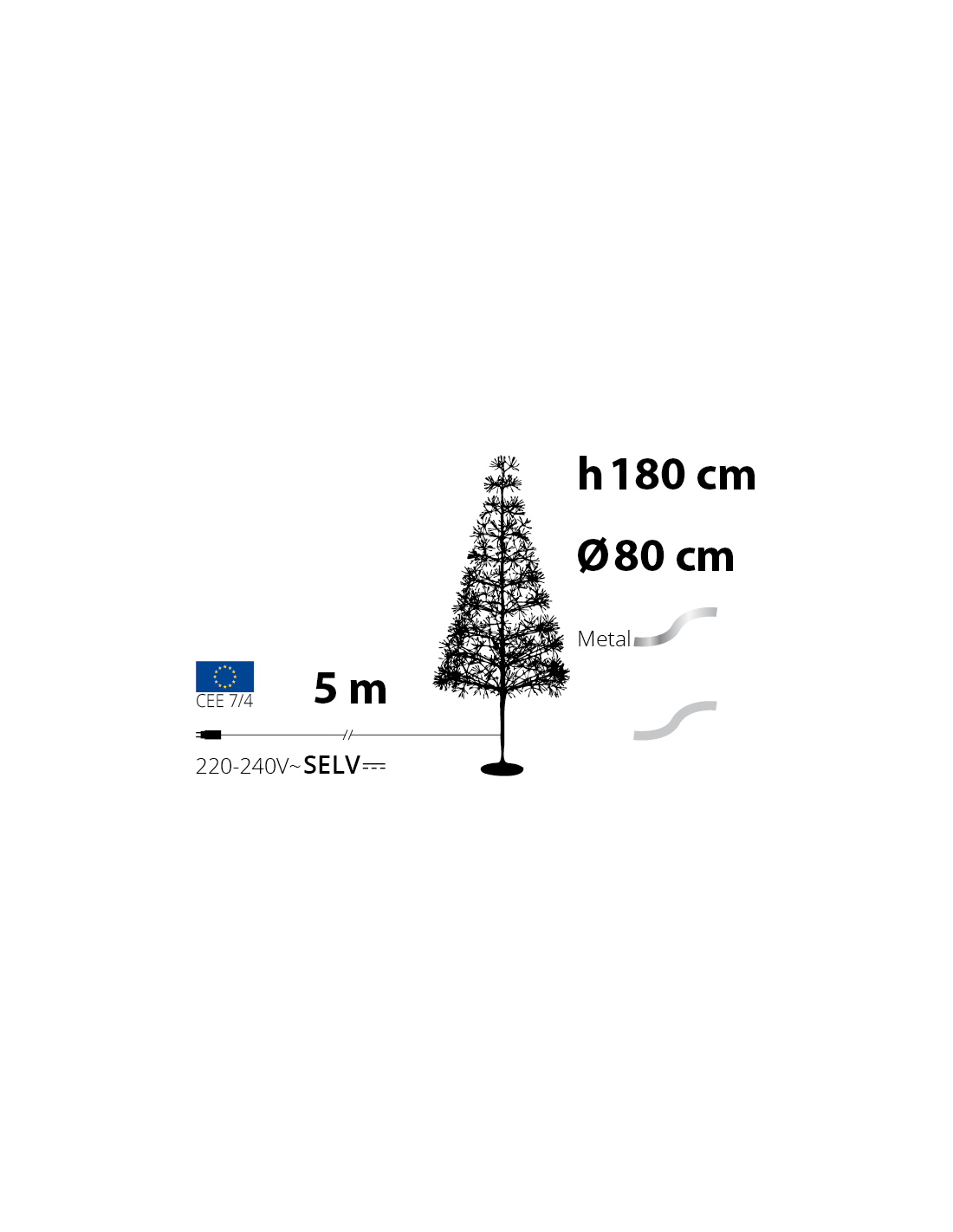 ALBERI DI NATALE: vendita online Albero Conico di Natale RICH Champagne H180cm, 2100 MicroLED Bianco Caldo e Bianco, FlashLED...