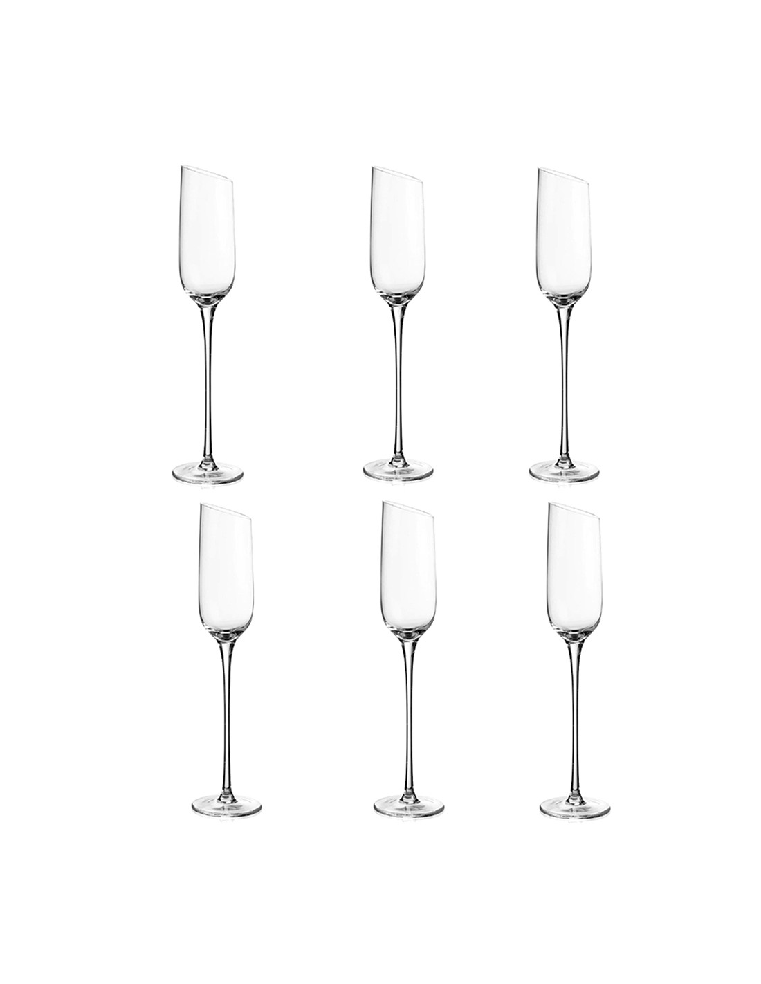 SET 6PZ FLUTE BOCCA DI LUPO VETRO