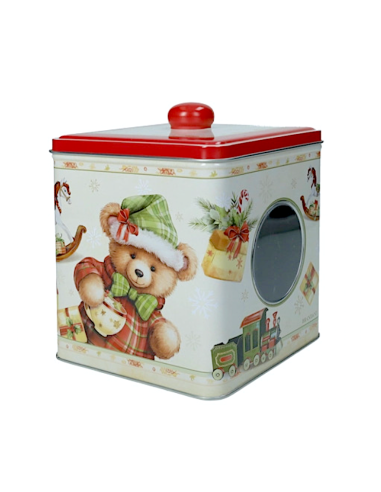 barattolo con oblò Coccole in metallo 13×13×17 cm Brandani | shopincasa.it