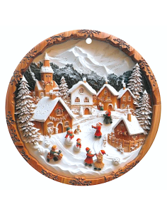 sottopentola Bianco Natale villaggio ceramica e sughero Brandani | shopincasa.it