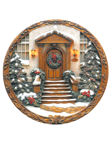 sottopentola Bianco Natale ghirlanda ceramica e sughero Brandani | shopincasa.it