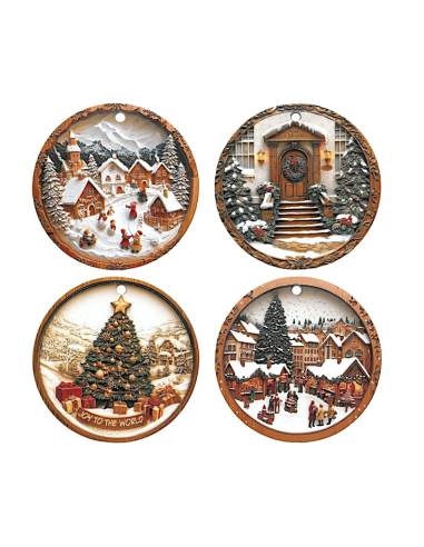 set 4 sottobicchieri Bianco Natale ceramica e sughero Brandani | shopincasa.it