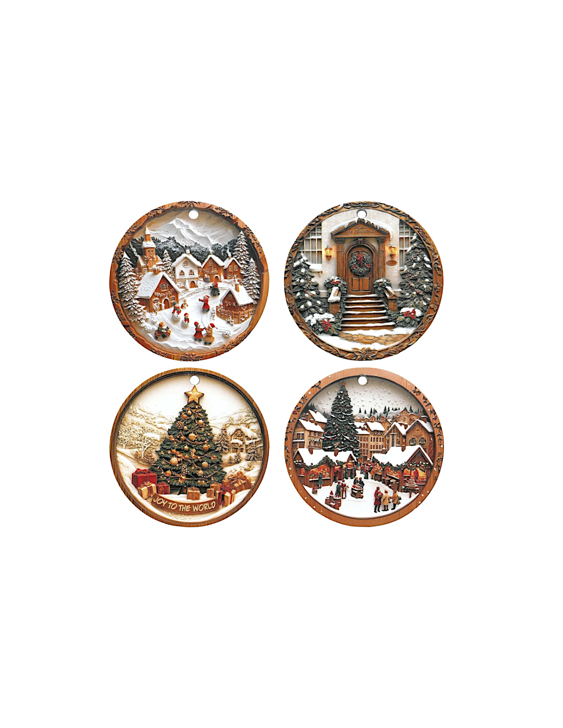 set 4 sottobicchieri Bianco Natale ceramica e sughero Brandani | shopincasa.it