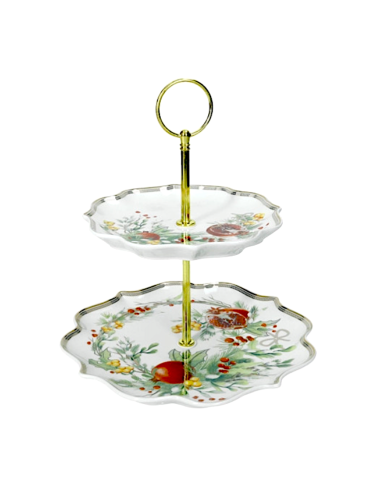 Brandani Alzata “Carol” in New Bone China a Due Piani con Asta Gold - Shopincasa.it