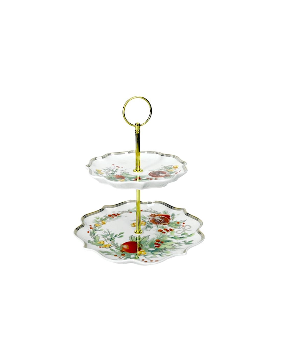 Brandani Alzata “Carol” in New Bone China a Due Piani con Asta Gold - Shopincasa.it