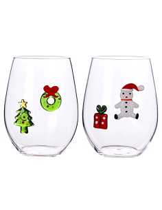 SET 2PZ BICCHIERE W IL NATALE SOGGETTI NATALIZI ASS VETRO