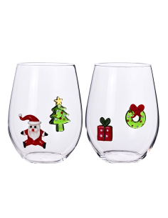 SET 2PZ BICCHIERI W IL NATALE SOGGETTI NATALIZI VETRO ASS BRANDANI
