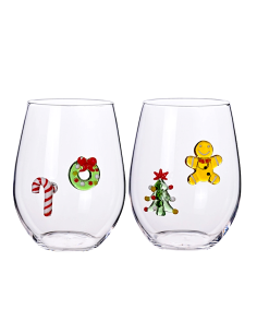 Brandani “W il Natale” Set 2 Bicchieri con Decori Natalizi - Shopincasa.it