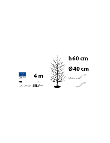 ALBERI DI NATALE: vendita online Albero Ramo di Natale Tiglio Champagne H60cm, 160 MicroLED Bianco Caldo e Bianco, FlashLED D...