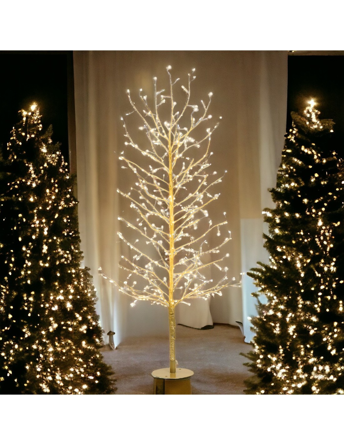 ALBERI DI NATALE: vendita online Albero Ramo di Natale Tiglio Champagne H120cm, 330 MicroLED Bianco Caldo e Bianco, FlashLED ...