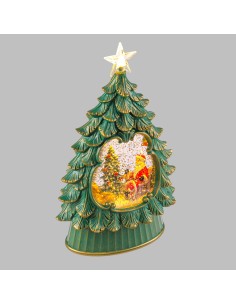 LUCI DI NATALE: vendita online Albero di Natale Glitter LED H26cm, Verde Antico Oro, Effetto Acqua e Glitter in Movimento, Ba...