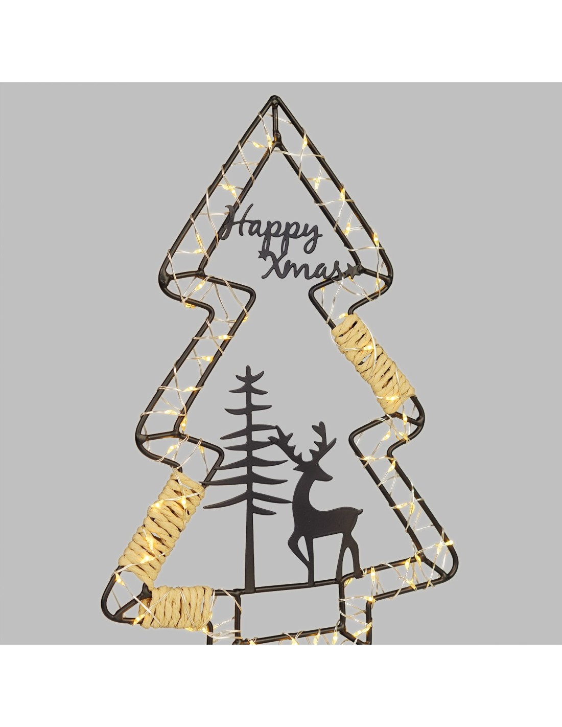 LUCI DI NATALE: vendita online Albero di Natale MPK con Base H35cm, Struttura in Metallo Nero, MicroLED Bianco Caldo, Timer 8...