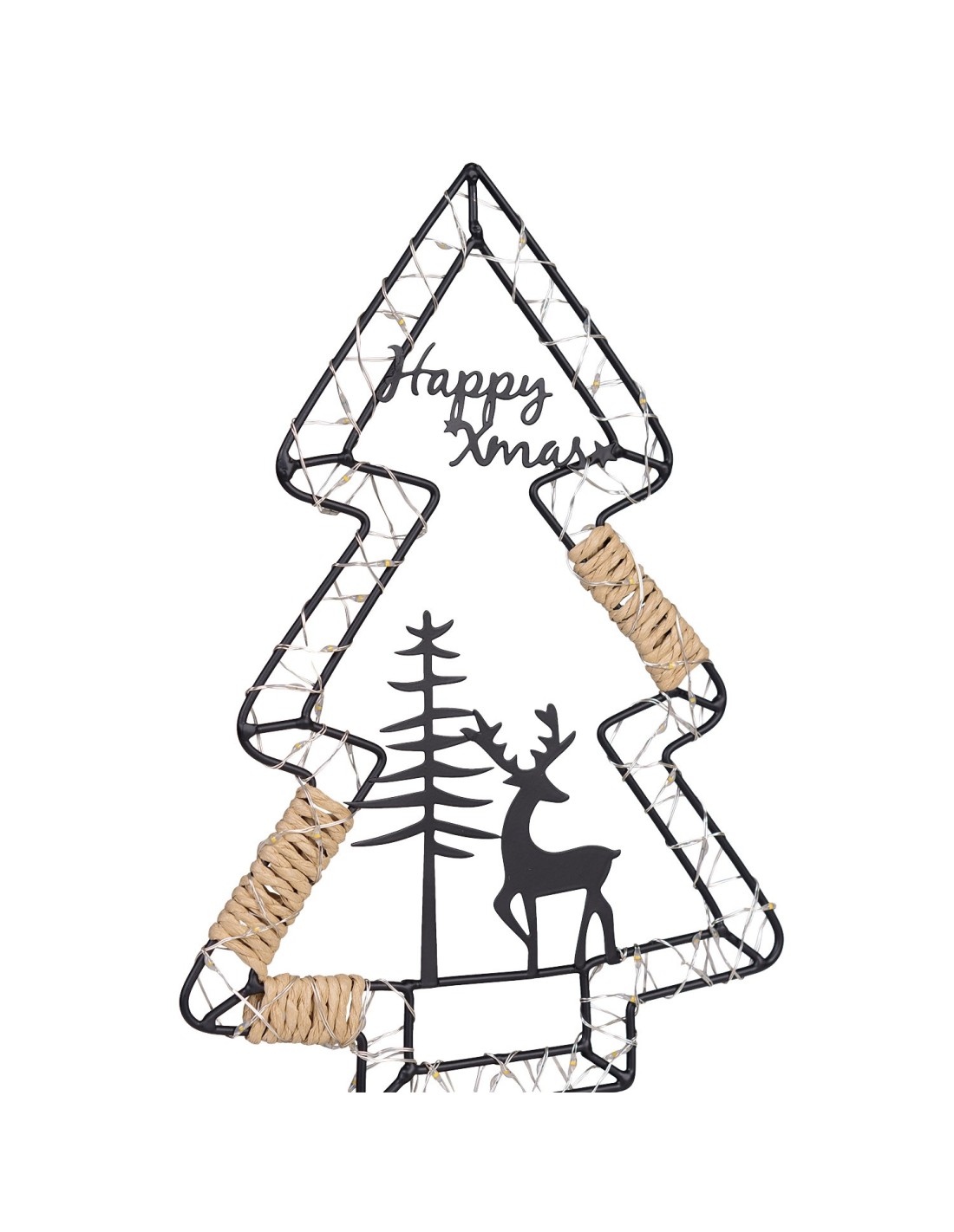 LUCI DI NATALE: vendita online Albero di Natale MPK con Base H35cm, Struttura in Metallo Nero, MicroLED Bianco Caldo, Timer 8...