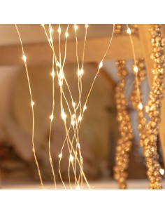 LUCI DI NATALE: vendita online Cascata di Natale 600 MicroLED H200cm, FlashLED Diamond, Bianco Caldo, 15 Stringhe, Cavo Argen...