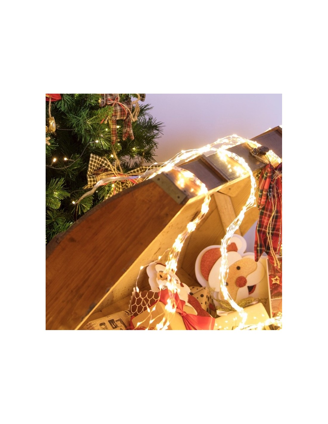 LUCI DI NATALE: vendita online Cascata di Natale 600 MicroLED H200cm, FlashLED Diamond, Bianco Caldo, 15 Stringhe, Cavo Argen...