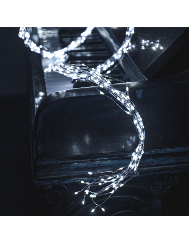 LUCI DI NATALE: vendita online Cascata di Natale 600 MicroLED H200cm, FlashLED Diamond, Luce Bianca, 15 Stringhe, Cavo Argent...