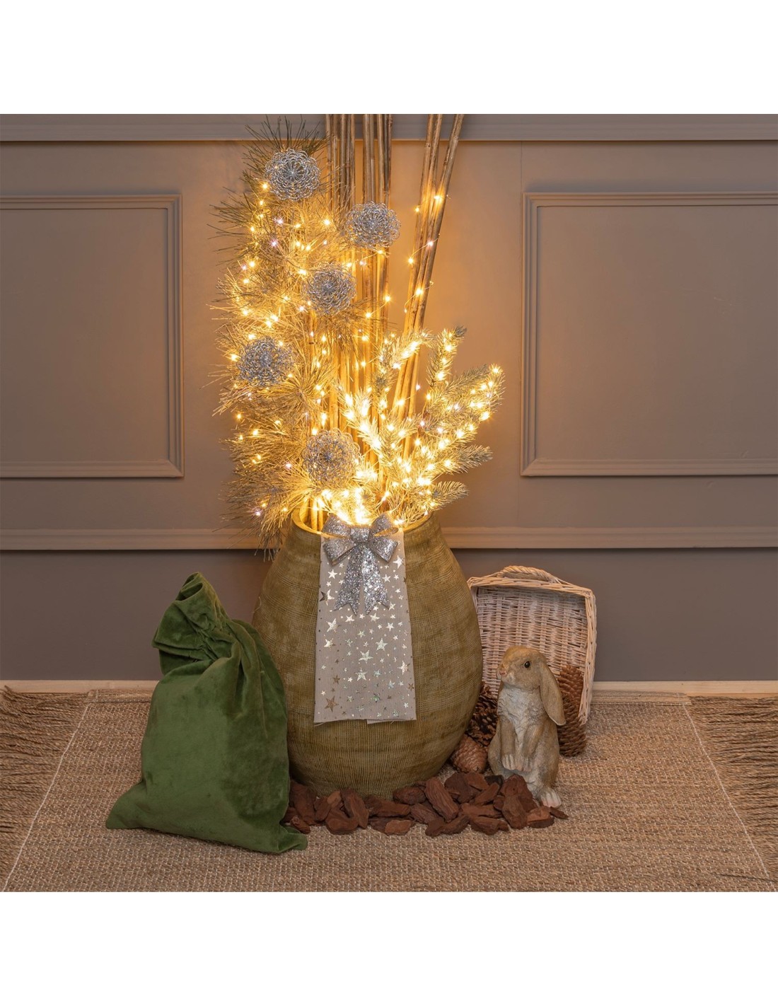 LUCI DI NATALE: vendita online Cascata di Natale 900 MicroLED H300cm, FlashLED Diamond, Bianco Caldo, 15 Stringhe, Cavo Argen...