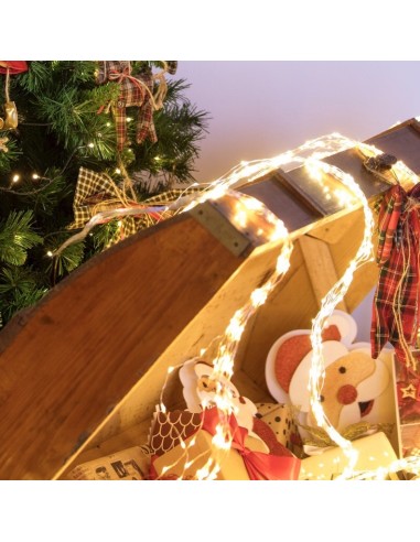 LUCI DI NATALE: vendita online Cascata di Natale 900 MicroLED H300cm, FlashLED Diamond, Bianco Caldo, 15 Stringhe, Cavo Argen...