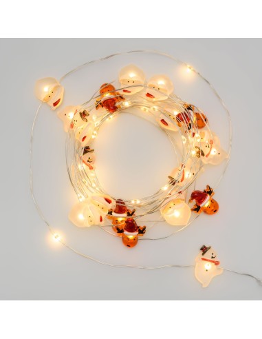 LUCI DI NATALE: vendita online Catena di Natale Decorata D4 4m, 40 MicroLED Bianco Caldo, Babbo Renna Pupazzo 3D, Cavo Argent...