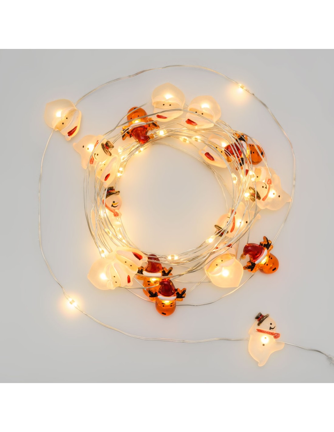 LUCI DI NATALE: vendita online Catena di Natale Decorata D4 4m, 40 MicroLED Bianco Caldo, Babbo Renna Pupazzo 3D, Cavo Argent...