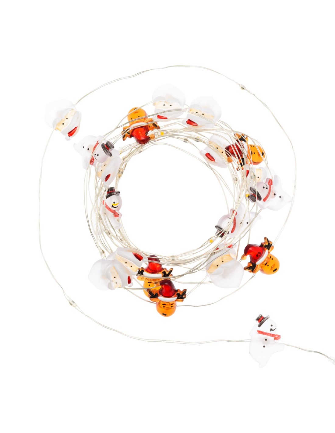 LUCI DI NATALE: vendita online Catena di Natale Decorata D4 4m, 40 MicroLED Bianco Caldo, Babbo Renna Pupazzo 3D, Cavo Argent...