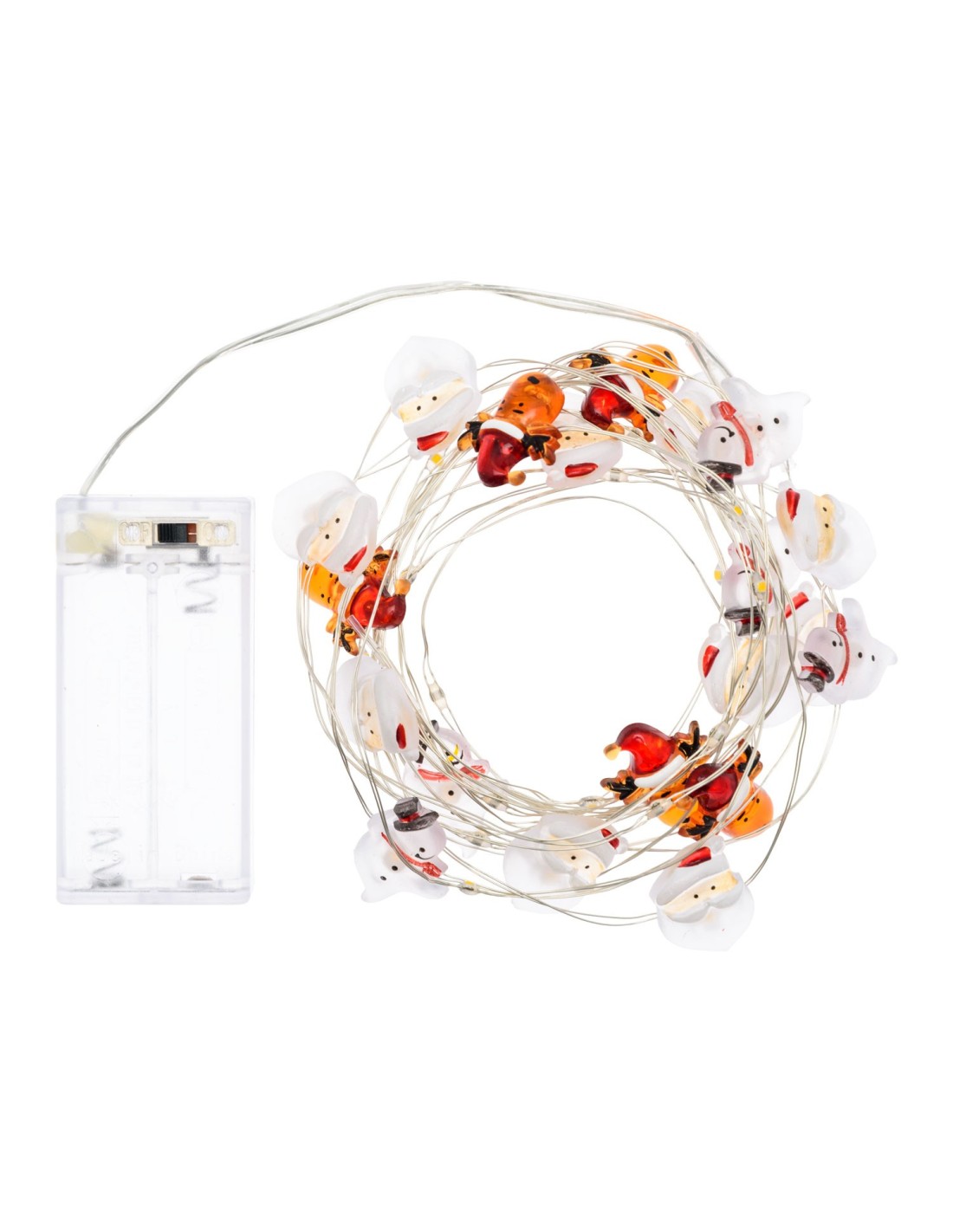 LUCI DI NATALE: vendita online Catena di Natale Decorata D4 4m, 40 MicroLED Bianco Caldo, Babbo Renna Pupazzo 3D, Cavo Argent...