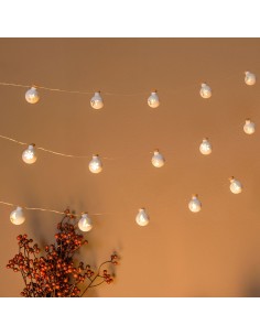LUCI DI NATALE: vendita online Catena di Natale 12 Sfere Vetro Bianco Opaco ø25mm, Mix3 Decori Stella Cristallo Albero, Micro... 2