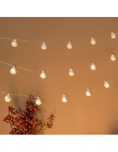 LUCI DI NATALE: vendita online Catena di Natale 12 Sfere Vetro Bianco Opaco ø25mm, Mix3 Decori Stella Cristallo Albero, Micro...