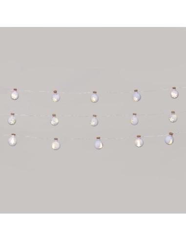 LUCI DI NATALE: vendita online Catena di Natale 12 Sfere Vetro Bianco Opaco ø25mm, Mix3 Decori Stella Cristallo Albero, Micro...