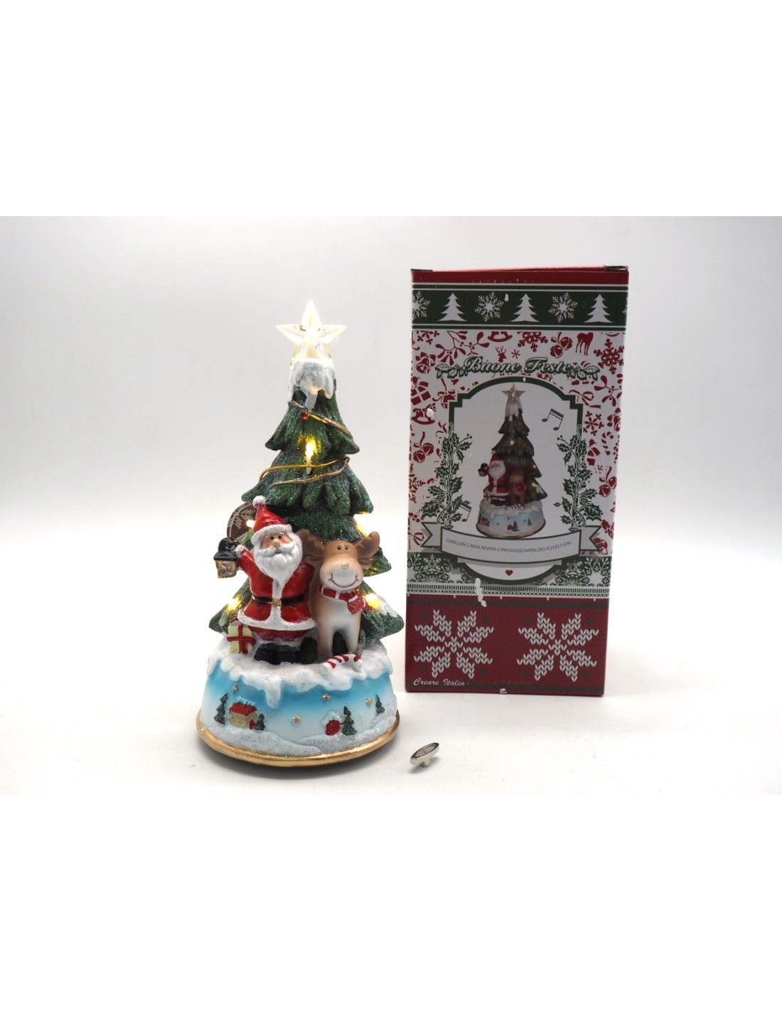 OGGETTISTICA NATALE: vendita online Carillon Paesaggio Natalizio 23x11cm, Decorazione Musicale da Collezione con Melodie di N...