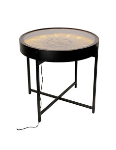 TAVOLINO 141951 METALLO 64X58CM CON OROLOGIO E LED