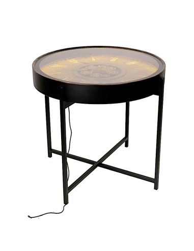 TAVOLINO 141951 METALLO 64X58CM CON OROLOGIO E LED