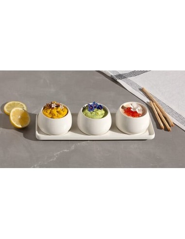 Set aperitivo Nora 4 pezzi stoneware bianco caldo | shopincasa.it