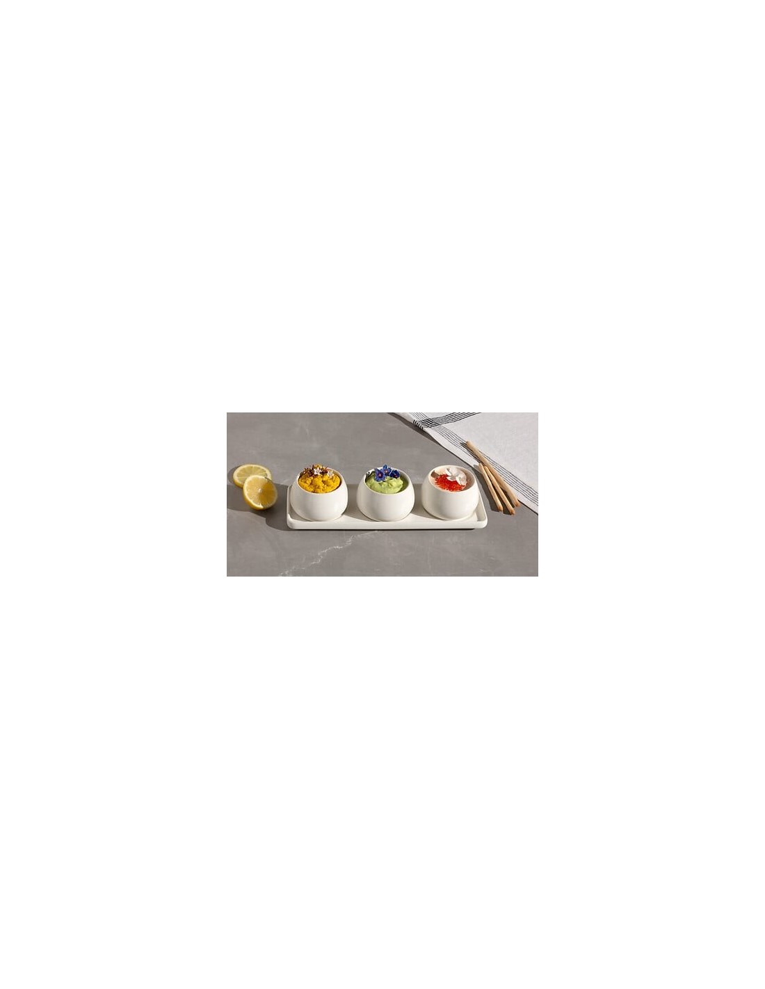 Set aperitivo Nora 4 pezzi stoneware bianco caldo | shopincasa.it