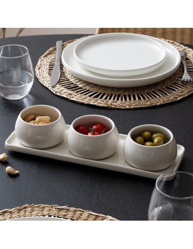Set aperitivo Nora 4 pezzi stoneware bianco caldo | shopincasa.it